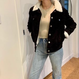 Faux sherpa lined corduroy jacket
